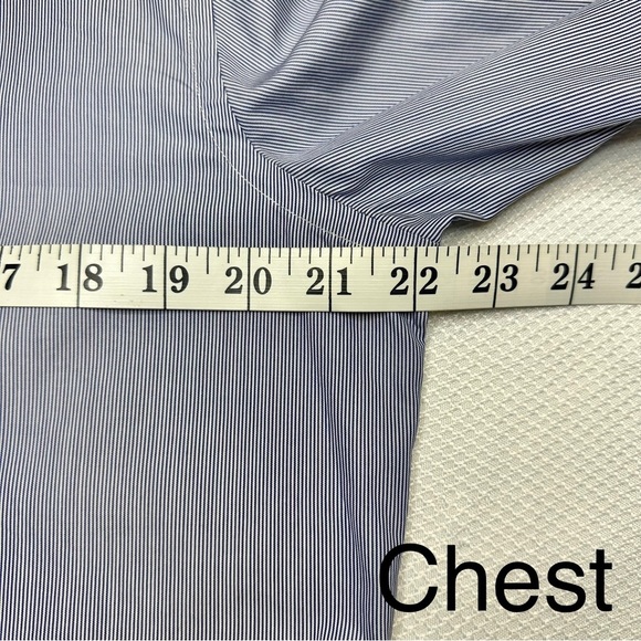 Massimo Dutti Slim Fit Navy Blue Strip Cotton Shirt Sz17 - Picture 5 of 6